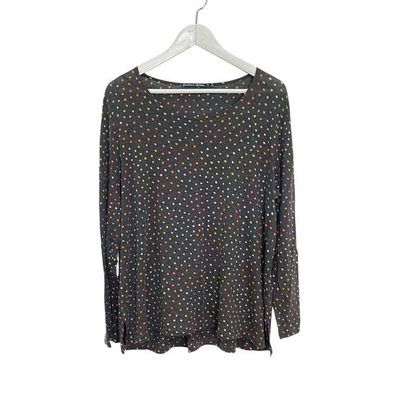 Gudrun Sjoden Size XL Gray Polka Dot Lightweight Tencel-Wool Long Sleeve Shirt - Picture 1 of 8